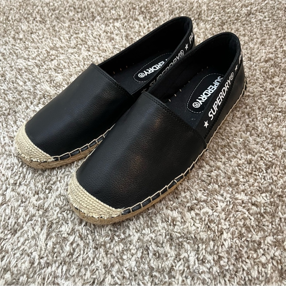 Superdry Black Slip-On Espadrilles Size 8
